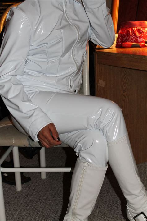 White PVC Pants And Jacket Vinyl Clothing Clothes Pvc Outfits