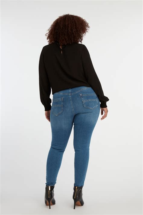 dames skinny leg jeans shapes rinse washed denim bij ms mode®