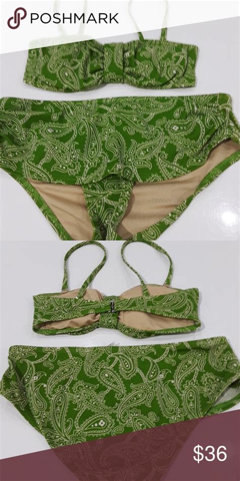 Olive Green And White Paisley Print Bikini Print Bikini Paisley Print