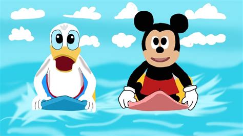 Mickey Mouse Clubhouse Donald And Mickey Playing Surfing In Sea