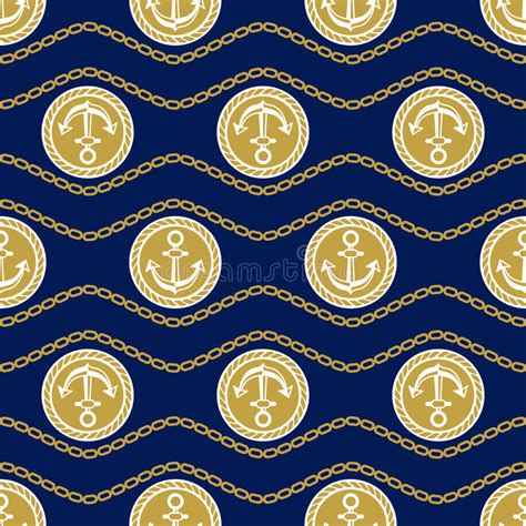 Seamless Pattern With Anchors Ongoing Backgrounds Of Marine Theme