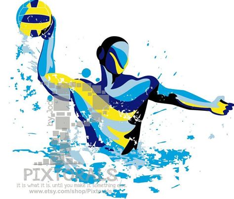 Water Polo Player Digital Download Vector Eps Pdf Svg  Png