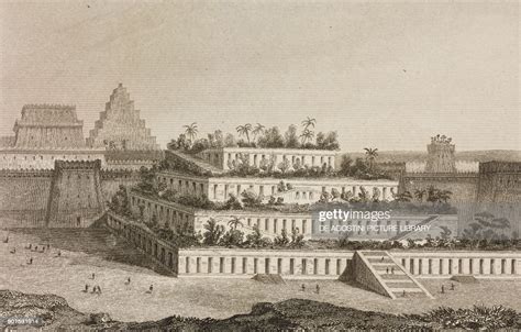 Reconstruction Of The Hanging Gardens Of Babylon Iraq Engraving By