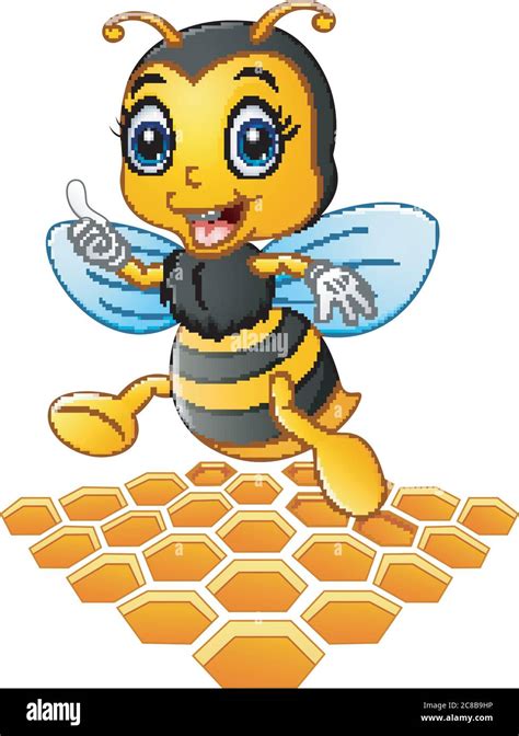 Smiling Cartoon Bee With A Honeycomb Stock Vector Image And Art Alamy