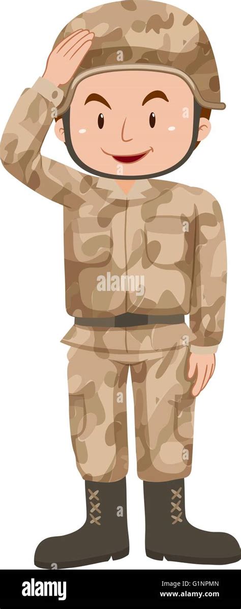 Soldier In Brown Uniform Illustration Stock Vector Image And Art Alamy