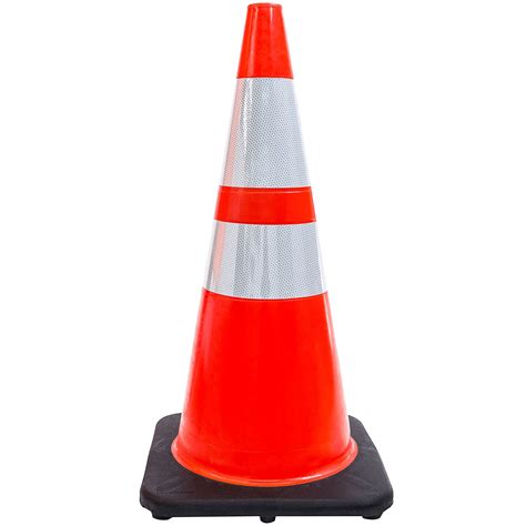 Set Of 48 28 Rk Orange Safety Traffic Pvc Cones Black Base With Two