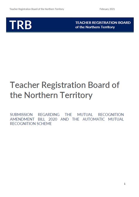 Trb Submission Automatic Mutual Recognition Scheme Teacher Registration Board