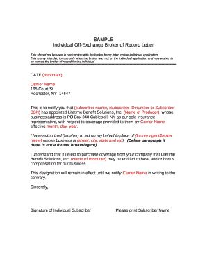 An individual empowered with agency by the principal owner(s) of an insurance policy. sample rescinding broker of record letter Doc Template ...