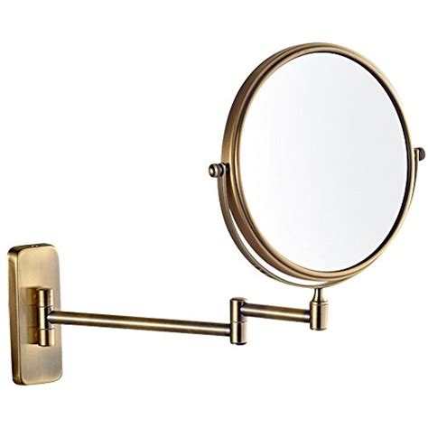 gurun 8 inch 2 face wall mount makeup mirrors with 5x magnification antique brass finished