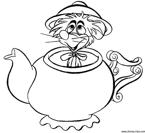 Dormouse Colouring Pages Alice In Wonderland Crafts Alice And