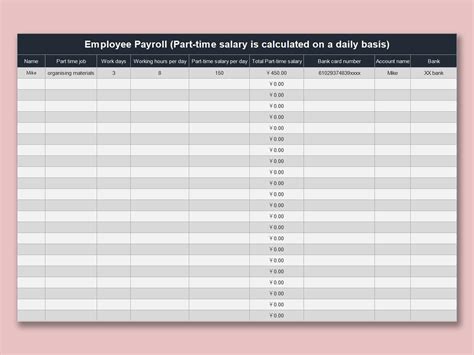 Payroll Spreadsheet Template | PDF Template