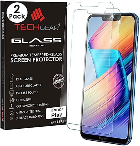 Techgear Pack Screen Protector Fits Honor Play Glass Edition Genuine Tempered Glass Screen