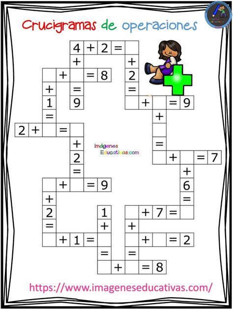 Comenzamos con juegos matemáticos muy sencillos ya que son juegos de matemáticas para niños de 2 de primaria. Crucigramas de operaciones sencillas (6 | Atividades de ...