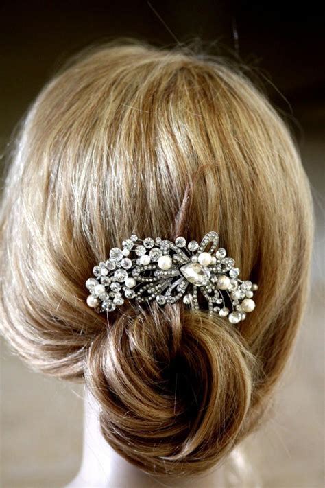 Vintage Inspired Pearls Bridal Hair Comb Swarovski Pearl Hair Comb