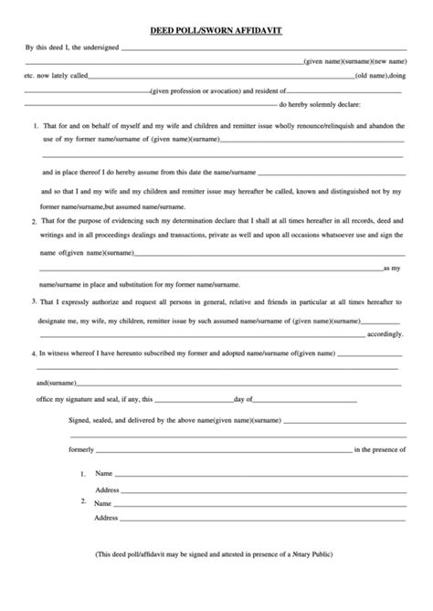 Fillable Deed Pollsworn Affidavit Form Printable Pdf Download