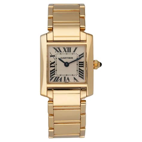 Cartier Yellow Gold Classic Tank Watch On Gold Woven Link Bracelet At 1stdibs Cartier Tank