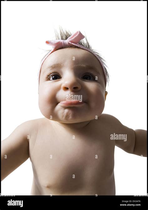Baby Girl Sitting In Diaper Stock Photo Alamy