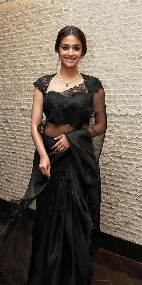 Keerthy Suresh Stunning In Black Saree For Dasara Promotions