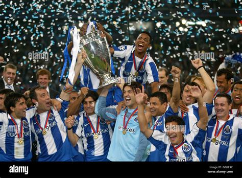 Fc Porto Players Lift The Uefa Champions League Trophy Stock Photo Alamy