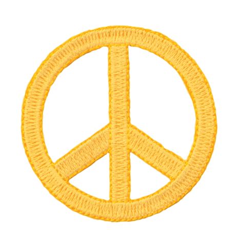 Yellow Peace Sign Patch Die Cut Happy Groovy Hippie Symbol Iron On