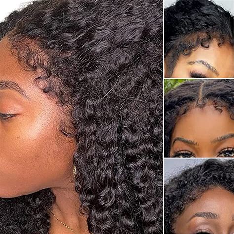 Amazon Com Nadula 12A Kinky Edges Hairline 13x4 Lace Front Wigs Human