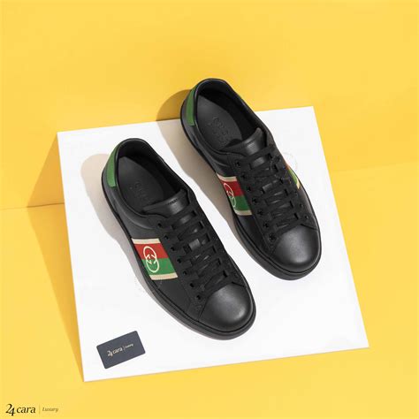 Gucci Ace Sneaker With Elastic Web In Leather