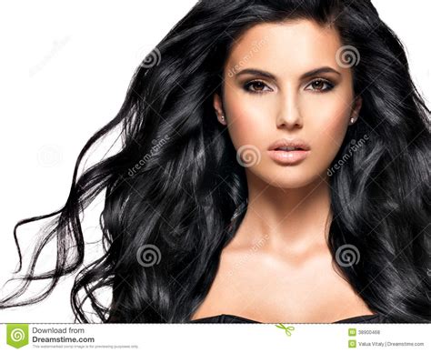 We dominicans should value the things. Beautiful Brunette Woman With Long Black Hair Stock Photo ...
