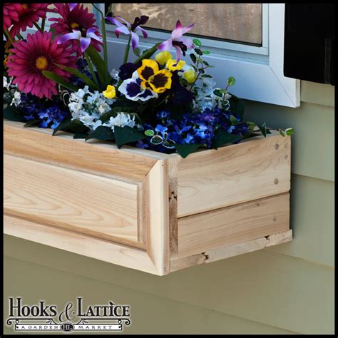 The bad thing about cedar is that it turns color as it ages. Cedar Window Boxes, Raised Panel Cedar Window Box, Wood ...
