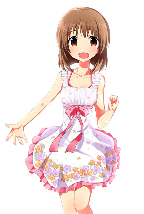 For example, anime character hairstyles. the idolmaster - Identify girl (brown hair, white dress ...