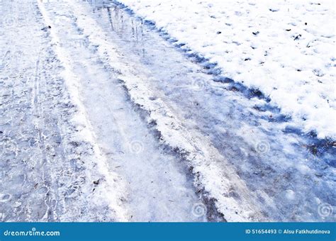 Slippery Icy Winter Road Stock Image Image Of Road Track 51654493