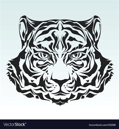 Tiger Head Isolated Black Silhouette Royalty Free Vector