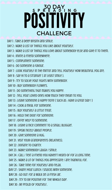 30 Day Spreading Positivity Challenge Happiness Challenge Self