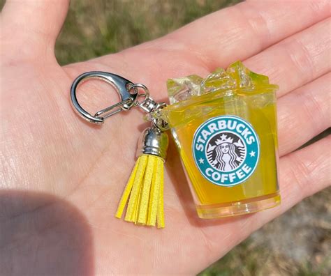 Starbucks Mini Drink Keychain Yellow Faux Ice Starbucks Drink Etsy