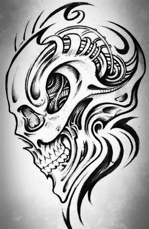 Skull Tattoo Design Pencil Drawing
