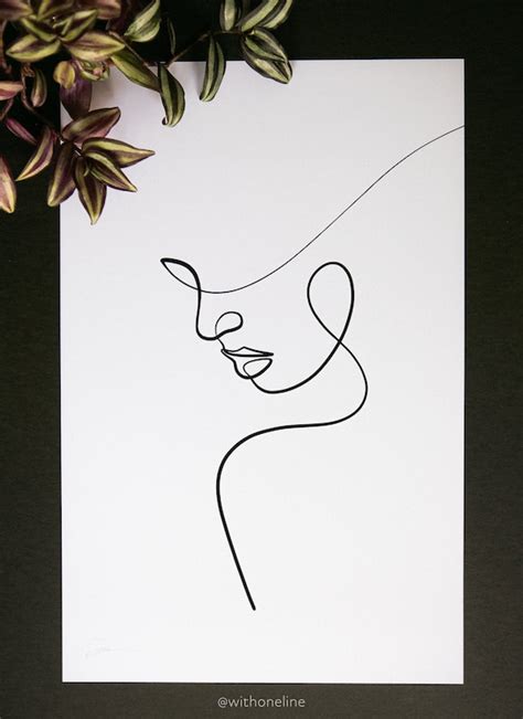 Woman Minimal Line Art Print Female Line Drawing Hand Signed Etsy