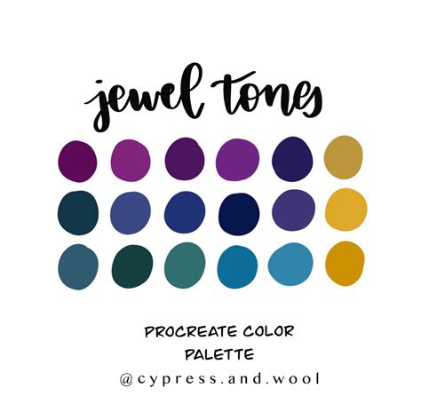 Jewel Tones Procreate Color Palette Color Swatches Ipad Etsy Jewel