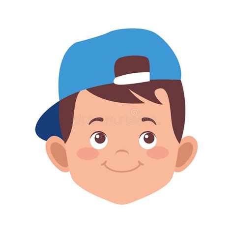 Cute Boy Wearing A Cap Flat Design Stock Vector Illustration Of