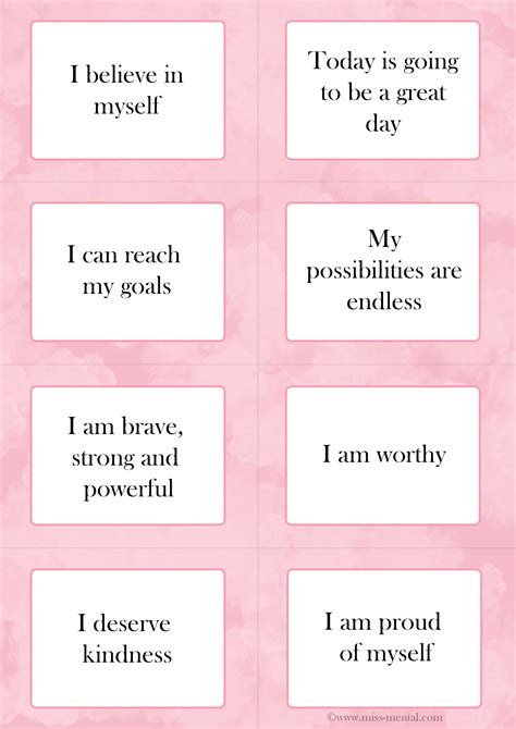 Positive Affirmations Printable