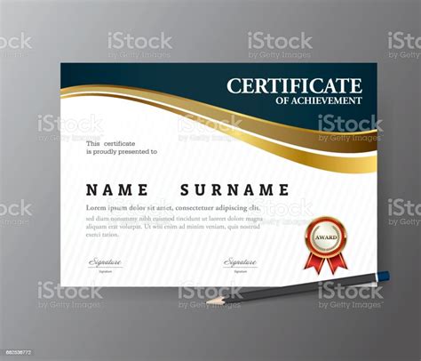 Vetores De Modelo De Certificado Diploma De Tamanho A4 Ilustração