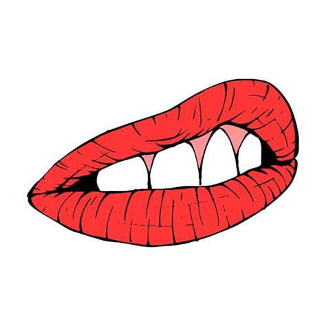 Premium Vector Red Female Lips Sketch Vector Illustration Line Art
