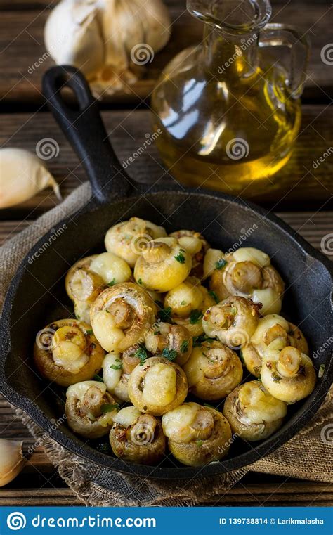 Oven Baked Button Mushrooms with Garlic and Cheese Stock Photo - Image ...