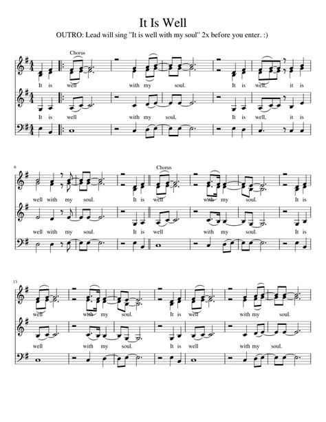 It Is Well Sheet Music For Piano Solo