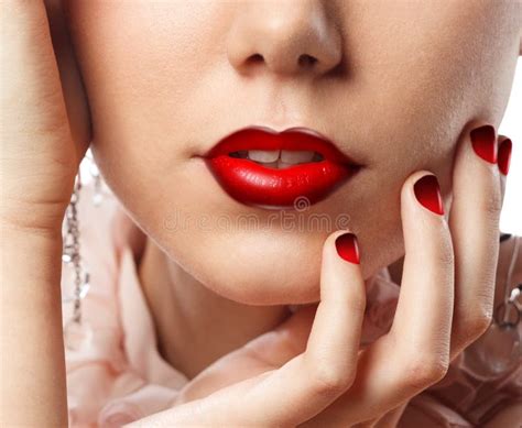 Lips With Red Lipstick Stock Image Image Of Perfect 68682843