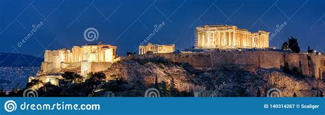 Parthenon On The Acropolis At Night Athens Greece Stock Image Image
