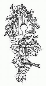 Coloring Bird Birdhouse Guarding Couple Pyrography Printable Colouring Adult Coloringhome Wood Template Patterns Templates Using Books Vine Decorative Popular Library sketch template