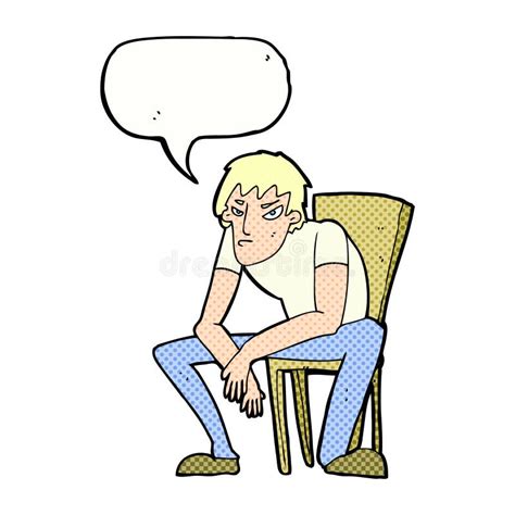 Cartoon Dejected Man With Speech Bubble Stock Illustration