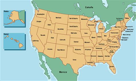 America Mapa Politico De Estados Unidos
