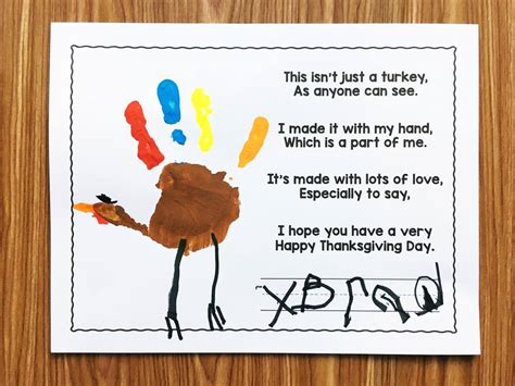 Free Turkey Handprint Poem Simply Kinder