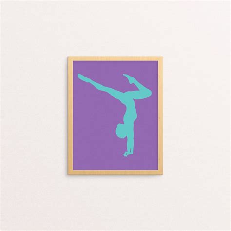 gymnastics wall art printable gymnast print pool purple etsy