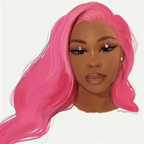 Sza With Pink Hair 🌸💗thats It Tags Digitalart Sza Art Drawing